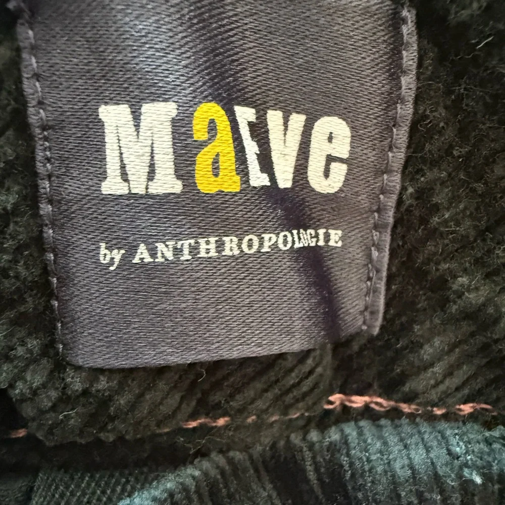 Anthropologie Maeve Colette Bow Corduroy Wide Crop Leg Pants 28 Forest Green - Picture 8 of 14